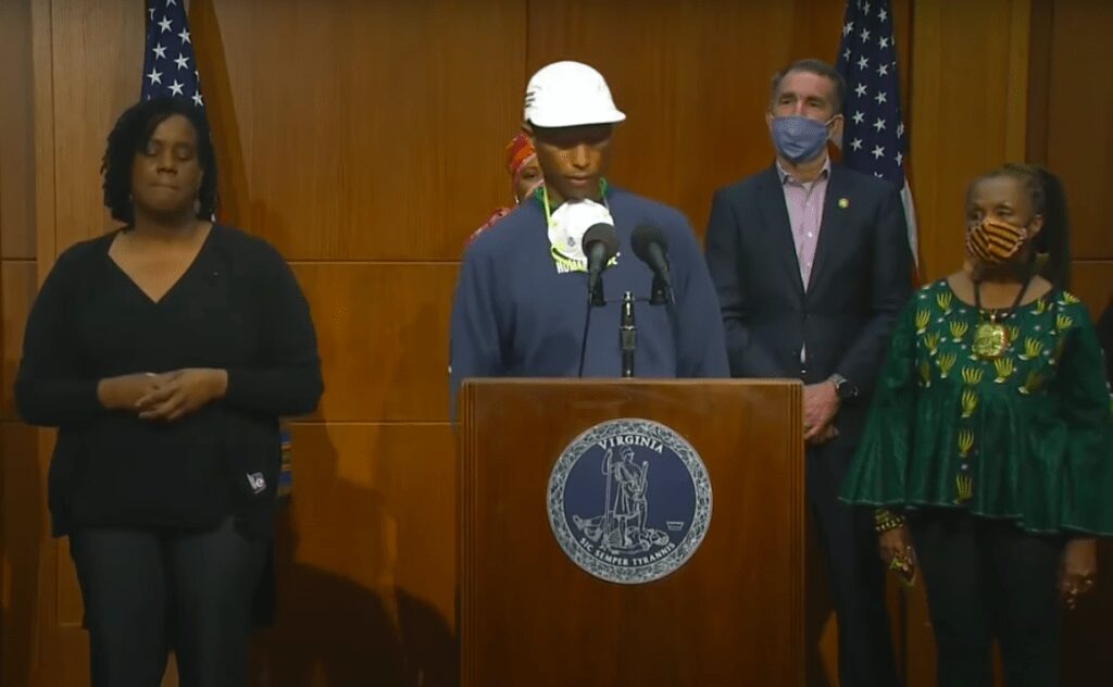 Pharrell Williams Joins Virginia Governor to Announce Juneteenth as State Holiday