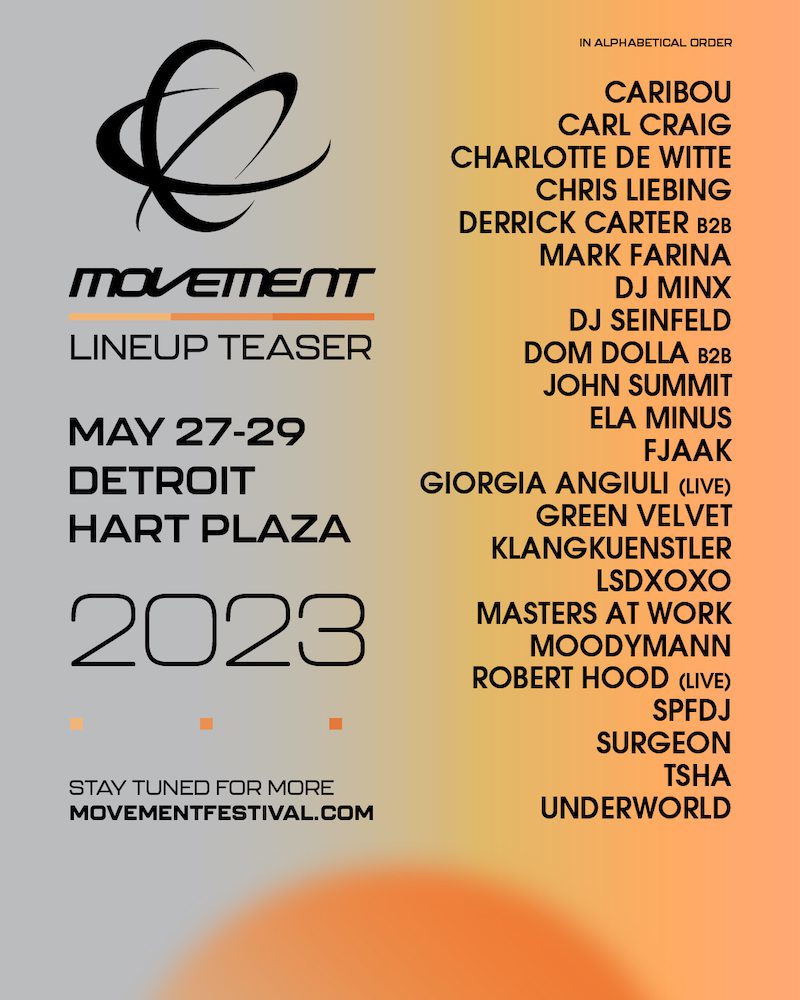 Detroit’s Movement Fest 2023 Lineup Has Underworld, Caribou, Moodymann, & More