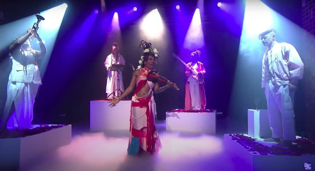 Watch Sudan Archives’ Stunningly Staged Fallon Performance