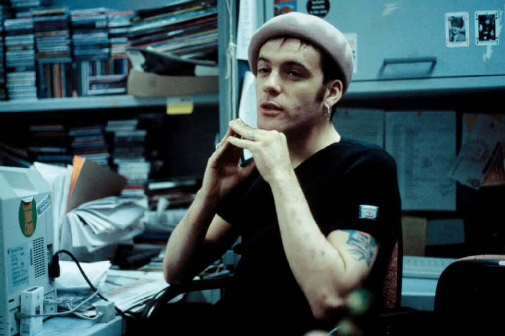 Richey Edwards of the Manic Street Preachers is interviewed in the offices of the NME, London, 1992.