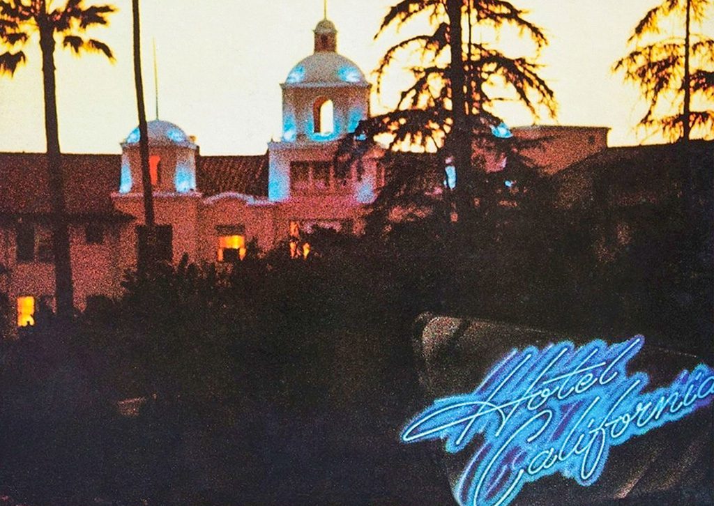 The Beverly Hills Hotel on the front of the album cover