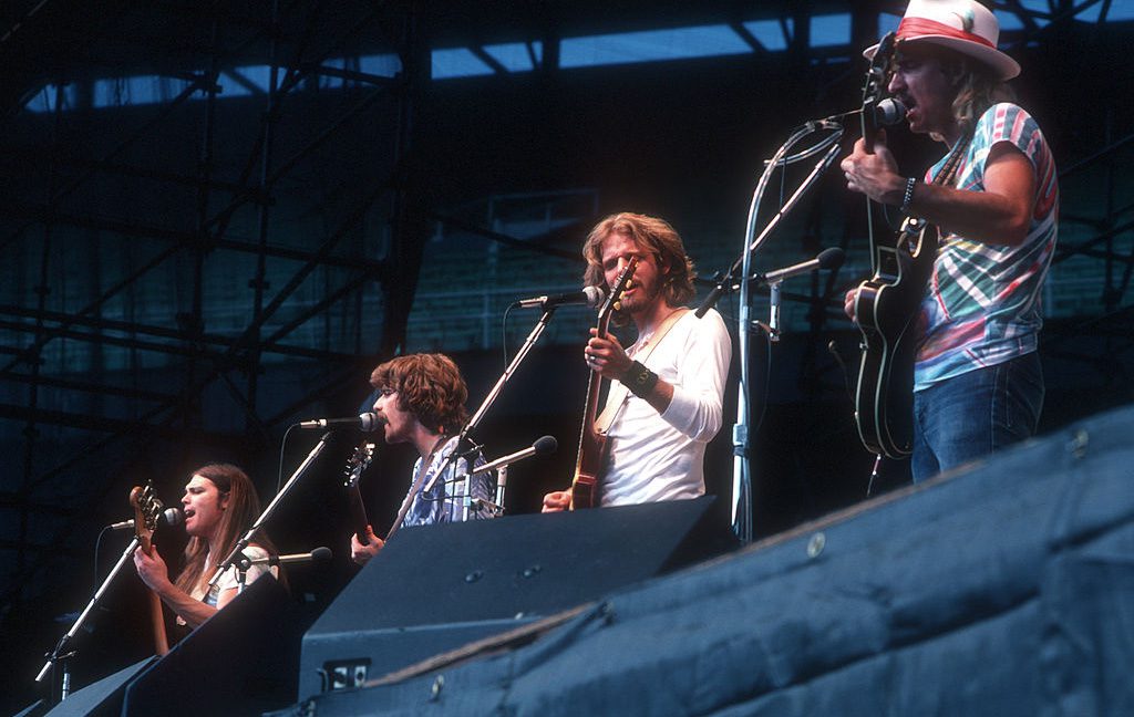 The Eagles playing an outdoor concert