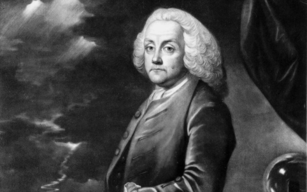 Benjamin Franklin, American theorist on static electricity, c 1740s.