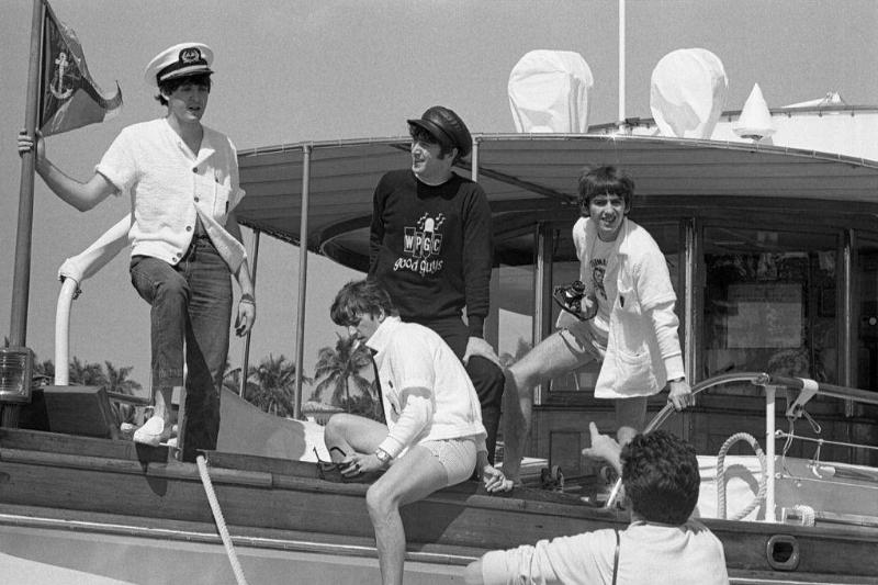The Beatles on a boat