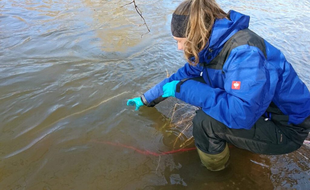 Student explores the melted Kolyma River.