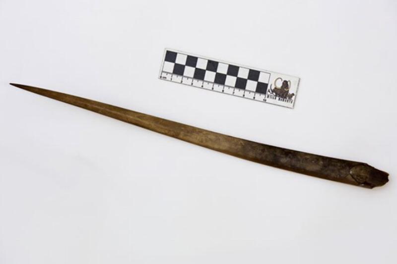 A 25,000-year-old spear is made from mammoth ivory.