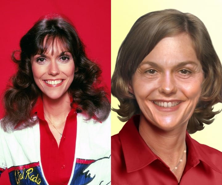 Karen Carpenter smiles for the camera in youth and as an older, CGI star