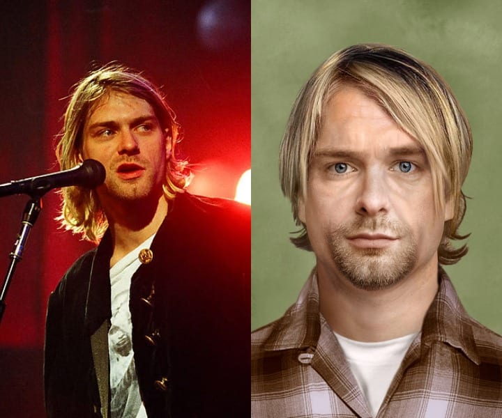 Kurt Cobain on stage is compared to a CGI that shows him barely aged