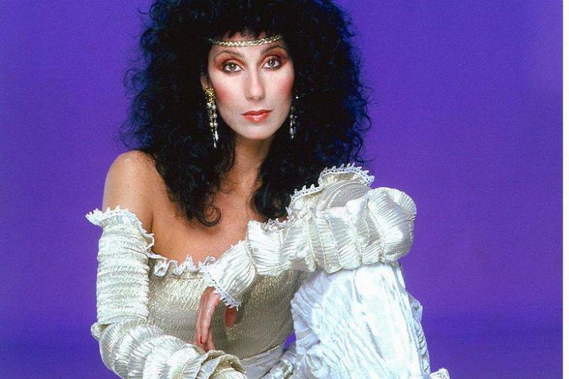 Cher models an '80s era outfit.